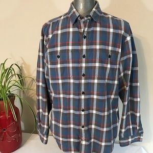 Mens LARGE JCrew Plaid Checkers L/S Shirt Faded